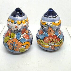 Talavera Blue, Orange and White Mexican Made Salt and Pepper Shakers - NWOT